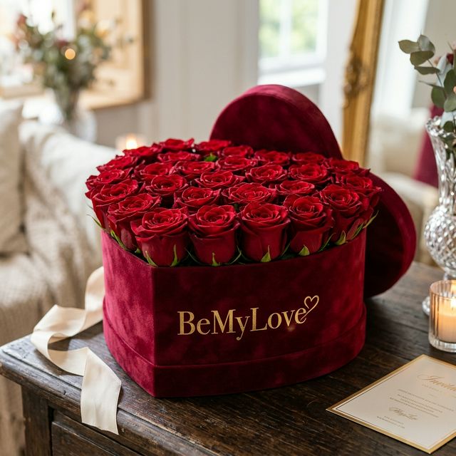 Caja Corazón de Rosas Rojas