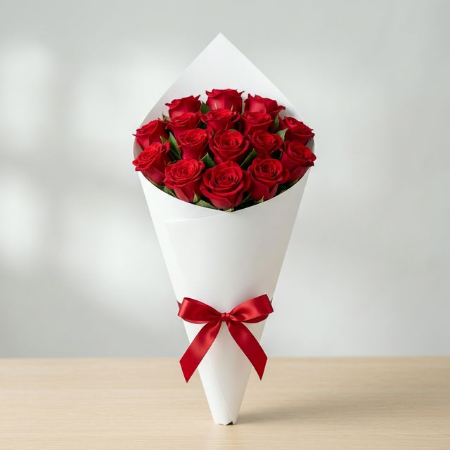 Cono Elegante de 16 Rosas