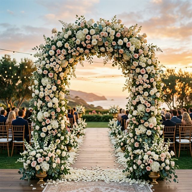 Arco floral de boda de lujo